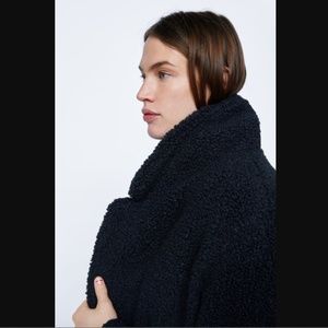 zara navy textured coat